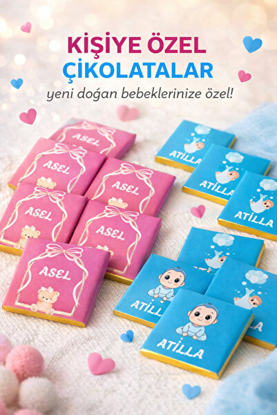 RAMEH Bebek Çikolatası Isimli kutusuz Madlen Çikolata Kişiye Özel Tasarım 10 ...