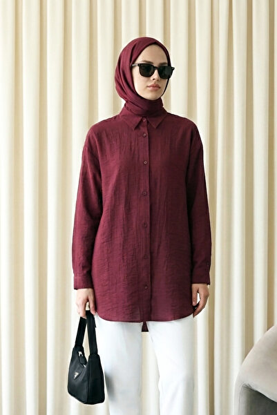 MODAQU Buttoned Oval Cut Shirt - Burgundy