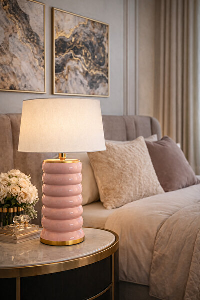 Vinner Luxury – Silvara Seramik Abajur | Model: VL-SV30-PNK