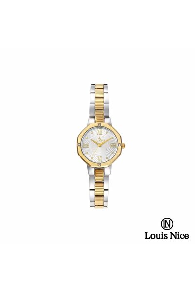 Louis Nice ساعة نسائية لويس نايس ستيل فضي و ذهبي