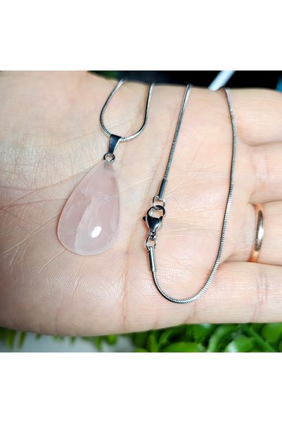 Singincraft Pink Quartz Natural Stone Necklace - 8 - (Handmade Design Products)