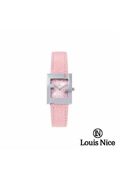 Louis Nice ساعة نسائية لويس نايس جلد زهري