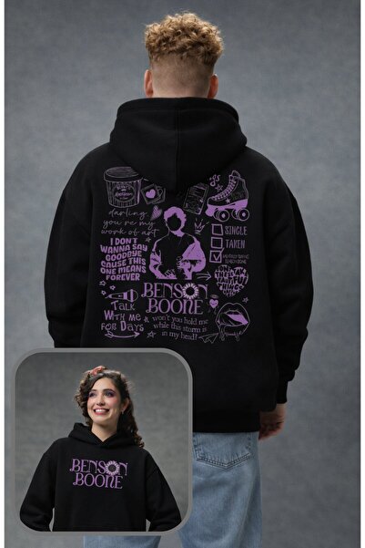 Fuddy Moda Unisex Benson Boone Back Printed Hooded Sweatshirt, Oversized Musi...