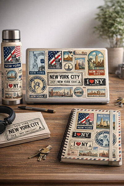 Limitless Design New York Vintage Sticker Set 22X30 cm – Retro Nyc Decals for...