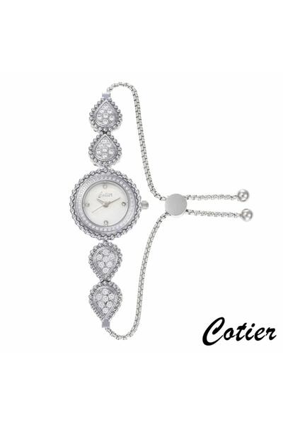 Cotier ساعة نسائية كوتير ستيل فضي