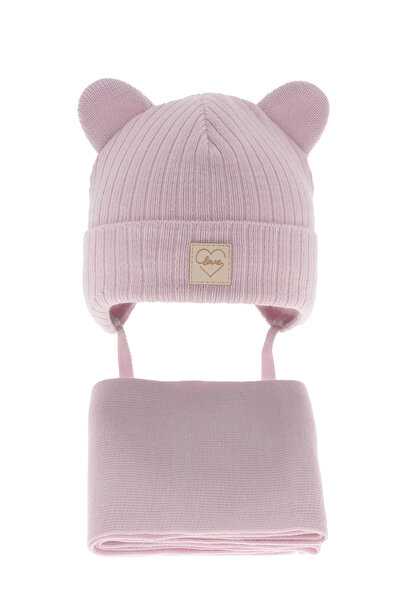 MiniKids Set caciula cu fular Antola roz deschis