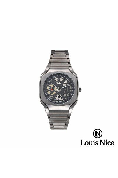 Louis Nice ساعة رجالية لويس نايس ستيل رمادي