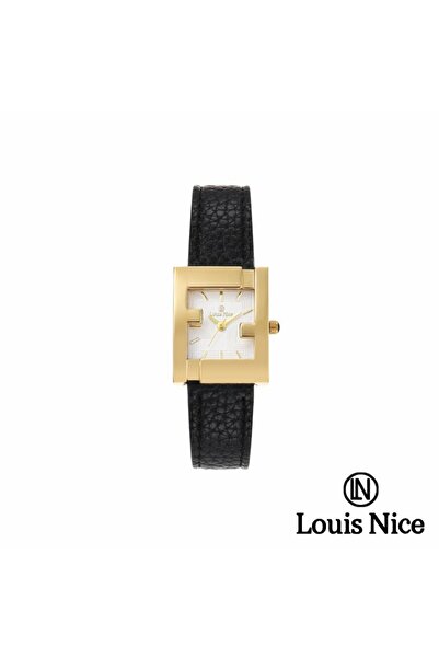 Louis Nice ساعة نسائية لويس نايس جلد اسود