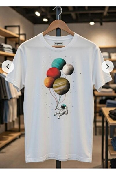 playwear Tricou negru cu imprimeu Alien Moon, croială normală, 100% bumbac