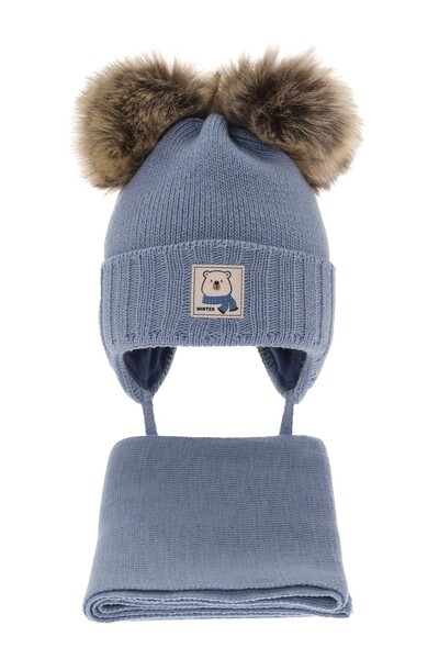 MiniKids Jewel blue hat and scarf set 52-54