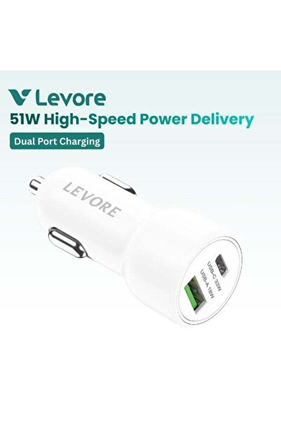 Levore Car Charger Power Delivery (PD) 2 Ports 51W - White