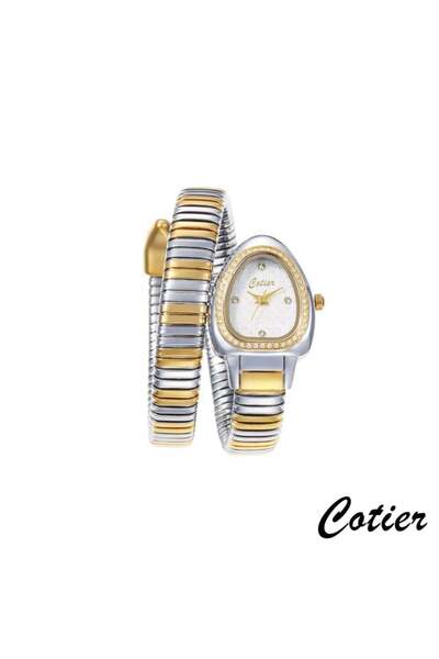Cotier ساعة نسائية كوتير ستيل فضي و ذهبي
