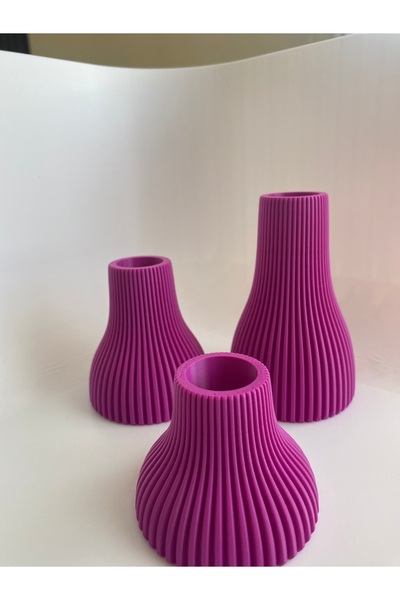 librescraft Modern Dekoratif Şamdan Seti 3’lü – Dalgalı Silindir Tasarım