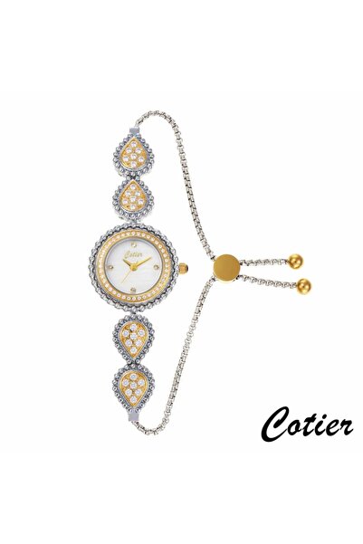 Cotier ساعة نسائية كوتير ستيل فضي و ذهبي