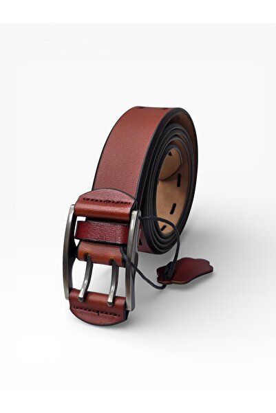 Révano Men's Genuine Leather Belt – Double Prong Buckle & Dual-Row Perforations