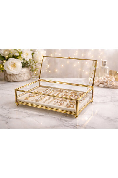 TAKICA Cam Sunumluk;Söz,Nişan,Çikolata,Takı,Yüzük,Makyaj Kutusu 15×25