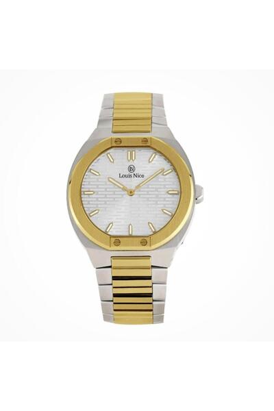 Louis Nice ساعة رجالية لويس نايس ستيل فضي و ذهبي