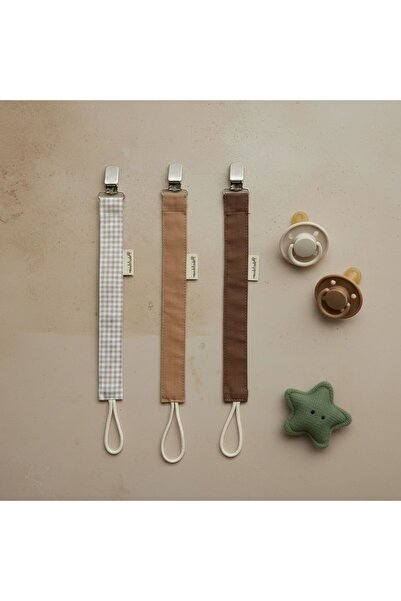MundoLindo 3’lü Emzik Askısı Seti %100 Pamuk –Emzik Zinciri- Klipsli Bebek Em...