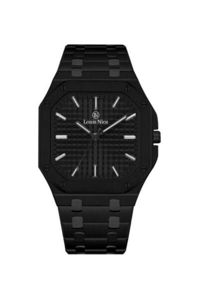 Louis Nice ساعة رجالية لويس نايس ستيل اسود