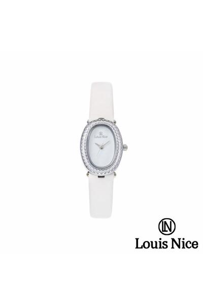 Louis Nice ساعة نسائية لويس نايس جلد ابيض
