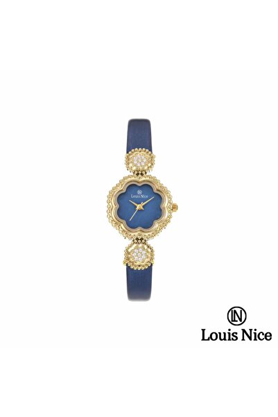 Louis Nice ساعة نسائية لويس نايس جلد ازرق