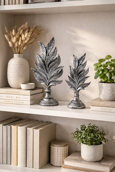 Glsm Boutique Dekoratif Yaprak Biblo Seti 2’li – Gold / Gri Renk Seçenekli Me...