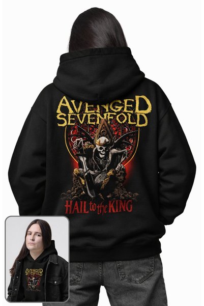 Fuddy Moda Unisex Oversize kroj Avenged Sevenfold Hall To The King Back Štamp...
