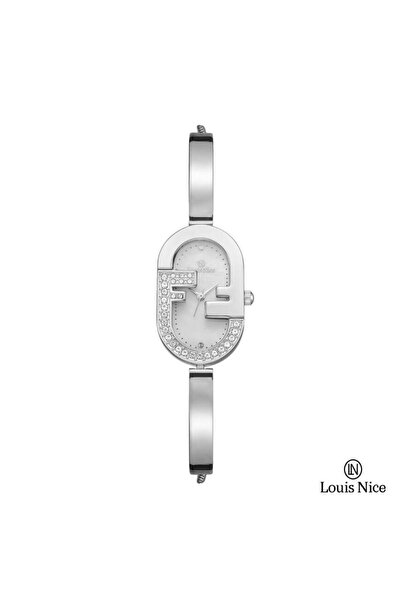 Louis Nice ساعة نسائية لويس نايس ستيل فضي