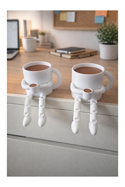 KAR3DELEN Printing 2'li Bacaklı Kupa Bardak – Sevimli Oturan Figürlü Kahve Ku...