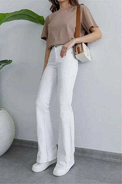 ArVib Stylish Posture High Waist Super Spanish Flare White Denim