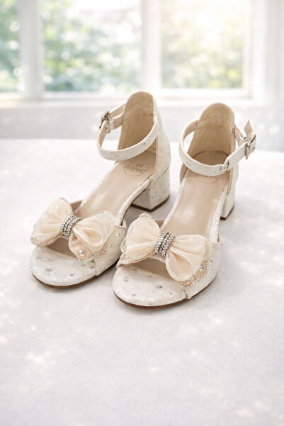 BEYAZ BEBE Girl's Powder Glitter Orthopedic Evening Dress Shoes