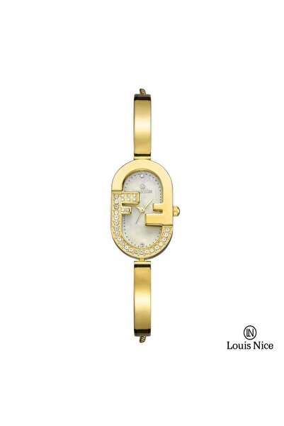 Louis Nice ساعة نسائية لويس نايس ستيل ذهبي