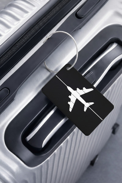 Boldy Aluminum Luggage Tag with Airplane Figure - Bag Tag - Luggage Tag - Sui...