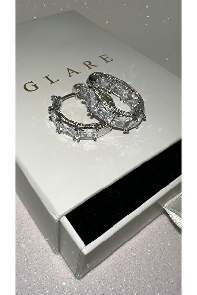 GLARE JEWELRY CO Lüks Pırlanta Modeli Baget Zirkon Taşlı Full Taş Çelik Halka...