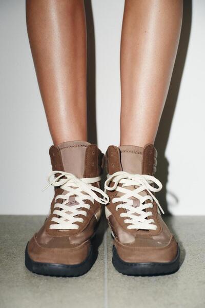 Butik Allbucks Zr Za-Ra %100 Leather Mixed Ankle Sports Shoes Abzra3755