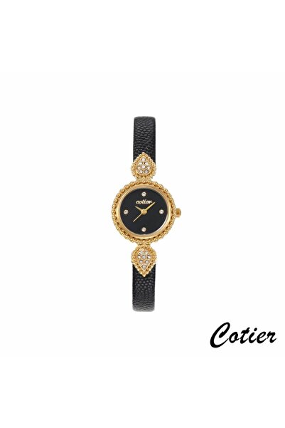 Cotier Couture women's watch, black Leather