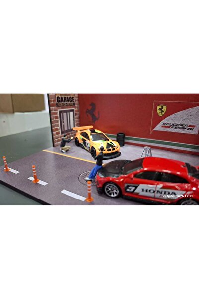BekTek 1:64 Diorama Garaj Sahnesi MDF Minyatür Otopark – 16x9x9 cm – Demonte