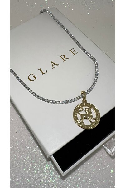 GLARE JEWELRY CO Gümüş Rodyumlu Aslan Burcu Charmlı 1mm Dönmeyen Suyolu Çelik...