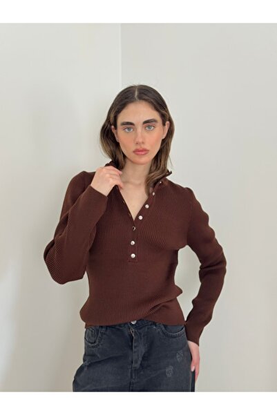 IŞILDA FASHION Snap Button Turtleneck Sweater