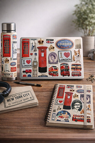 Limitless Design London Vintage Sticker Set 22X30 cm – London Retro Sticker |...
