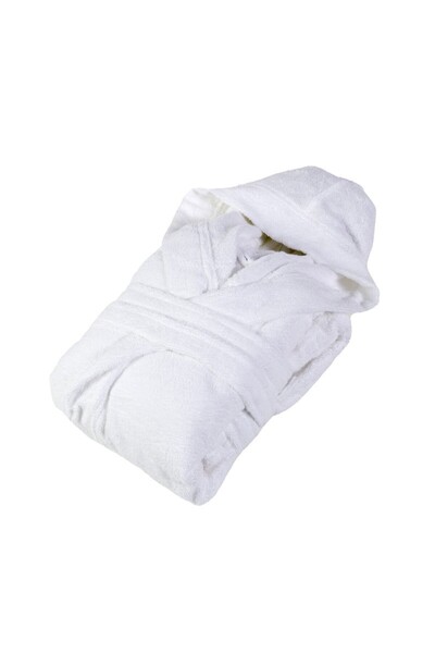 Kotonia Home Hooded bathrobe, unisex, towel, 100% cotton, XXL, white,