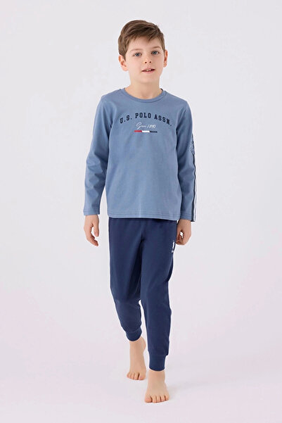 U.S. Polo Assn. طقم مزدوج للأولاد - أزرق