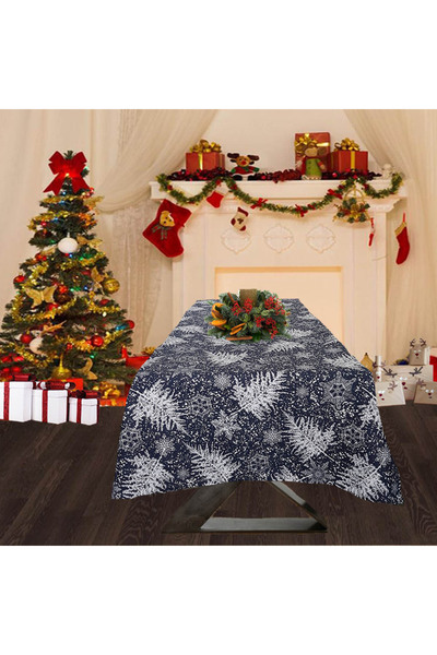 Kotonia Home Tablecloth Winter 08, 100% cotton, blue with Christmas motifs, 1...