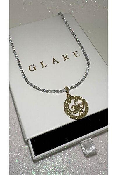GLARE JEWELRY CO Gümüş Rodyumlu Yengeç Burcu Charmlı 1mm Dönmeyen Suyolu Çeli...