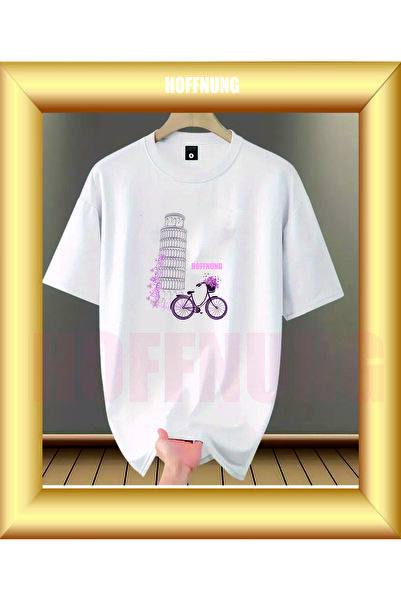 HOFFNUNG Tricou UNISEX cu mânecă scurtă, guler rotund, imprimat cu BICYCLE PI...