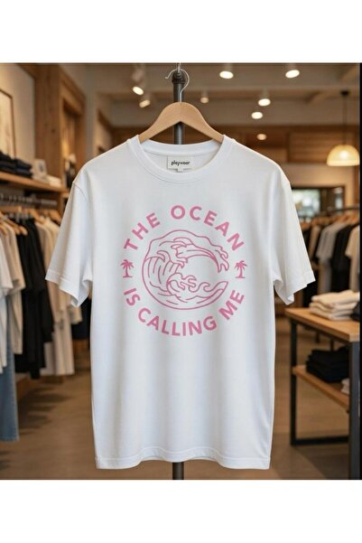 playwear Tricou negru cu imprimeu The Ocean Is Calling Me, croială normală, 1...