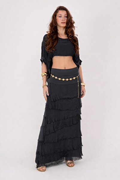 EREN STYLE Italian 2 Size Slimming Layered Silk Skirt & Strapless Dress