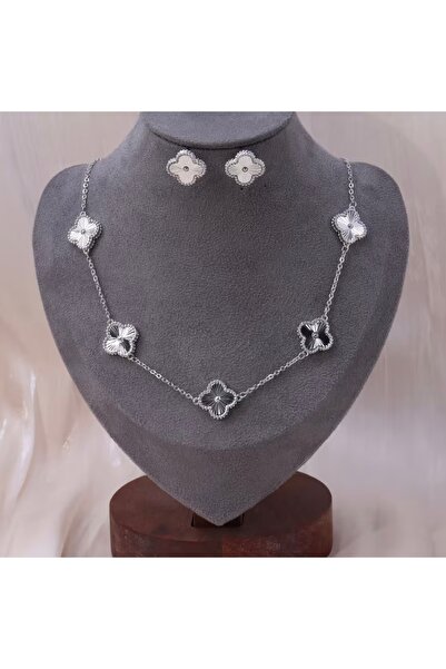 NO BRAND Elegant two-piece women's jewelry set with a simple floral design, s...