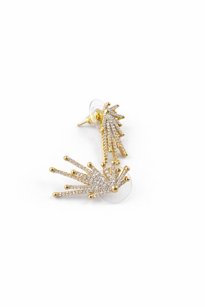 LUX Gold Renk Zirkon Taşlı Günlük Kadın Küpe