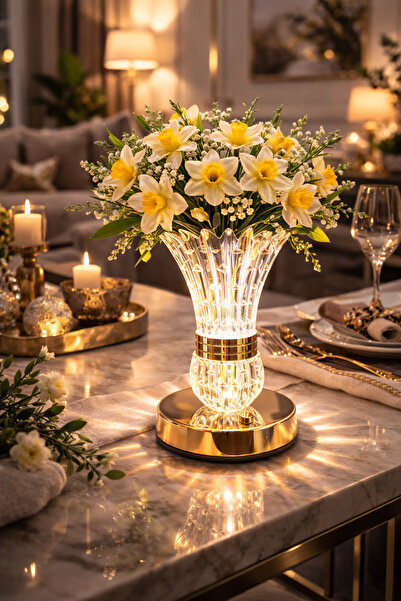 Edison Dekoratif LED Masa Lambası Dokunmatik 4 Renkli Şarjlı Modern Vazo Tasarım